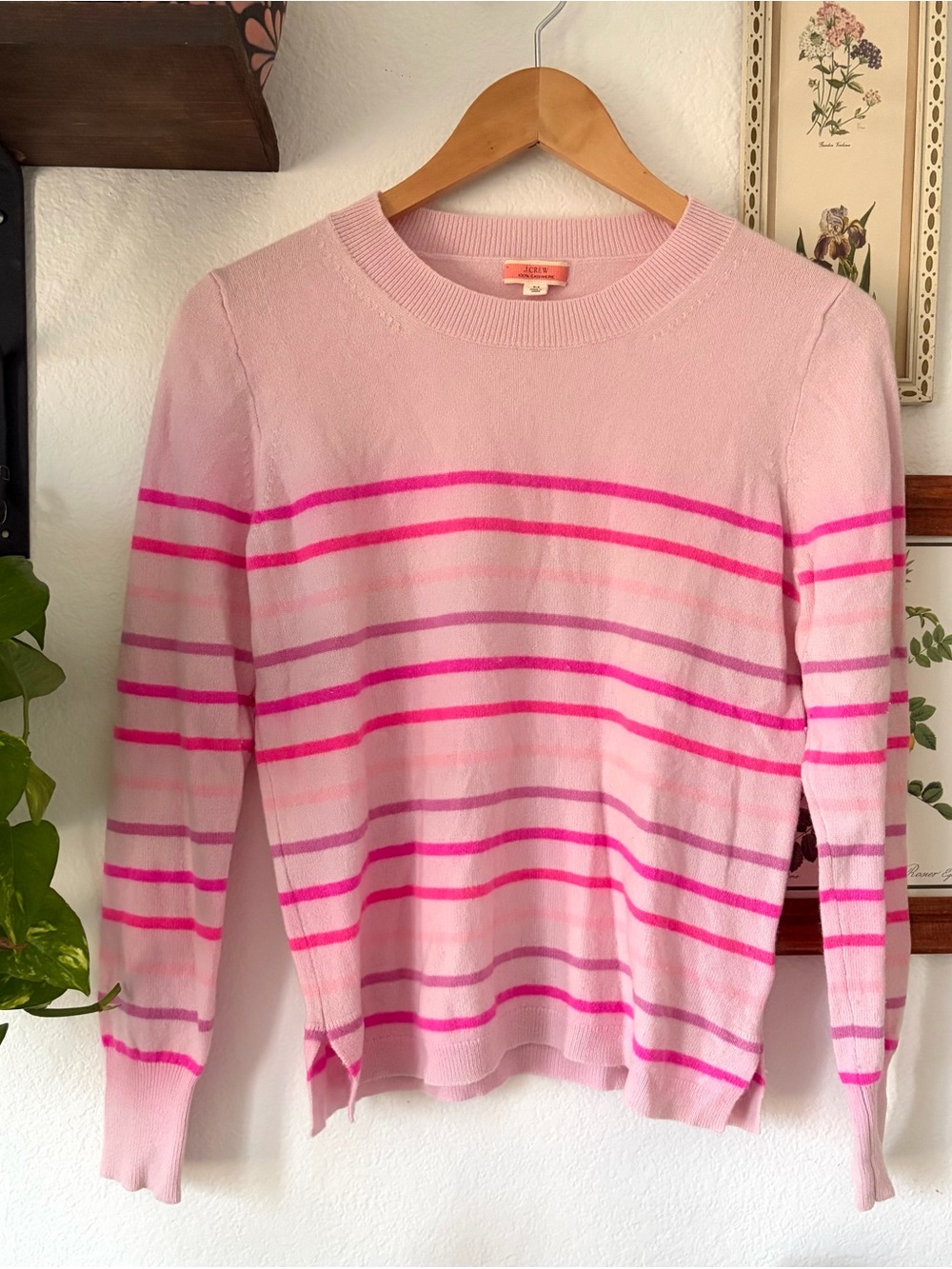 J. Crew Cashmere crewneck sweater in ombré stripe - Medium - soft and cozy
